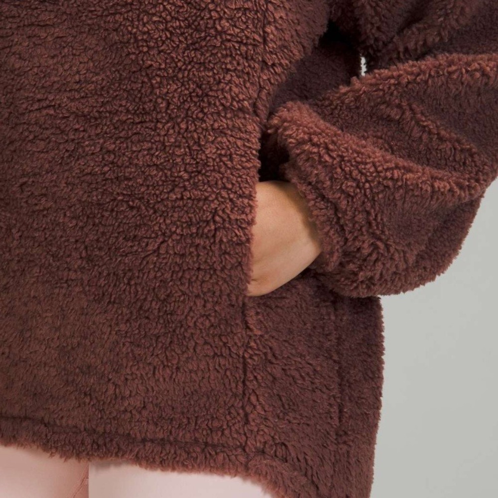Lululemon Warmth Restore Long Pullover Smoky Topaz Sherpa Funnel Neck Size 6 - Picture 2 of 10